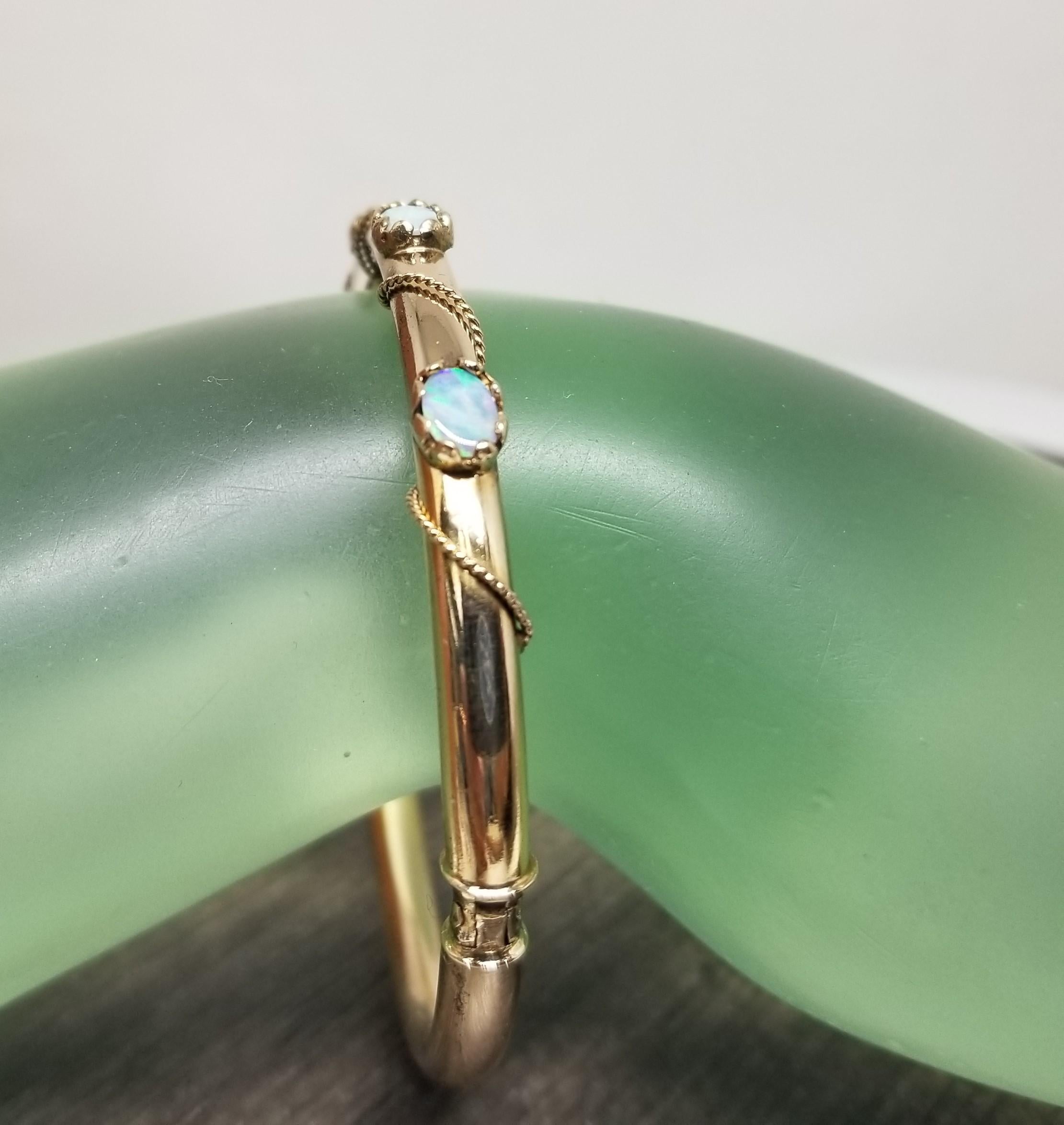 14k Gelbgold Opal-Armband „Bangle“  im Angebot 2