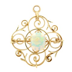 14 Karat Yellow Gold Opal Brooch 14 Karat Yellow Gold Opal Brooch