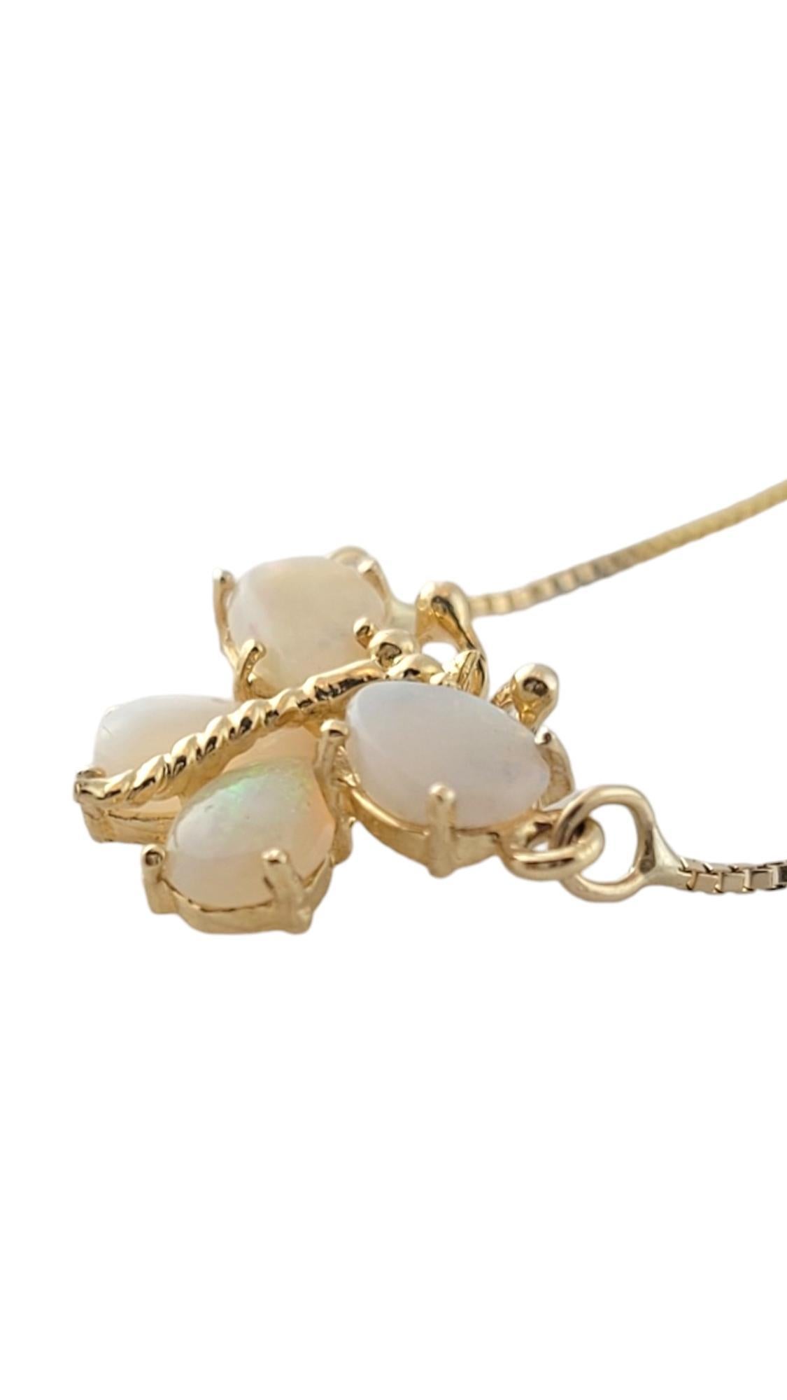Mixed Cut 14K Yellow Gold Opal Butterfly Necklace #16411 For Sale
