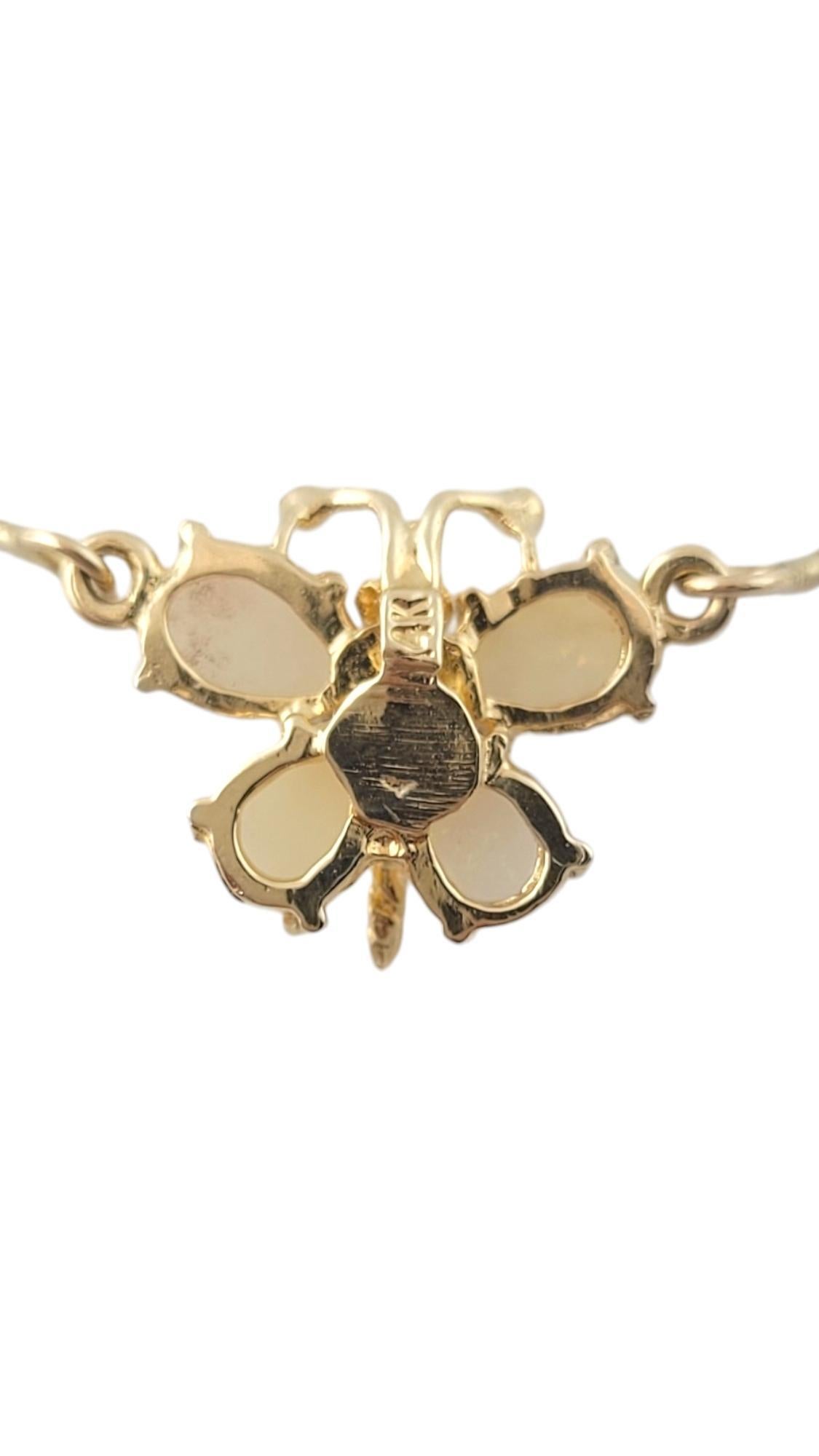 14K Yellow Gold Opal Butterfly Necklace #16411 In Good Condition For Sale In Washington Depot, CT