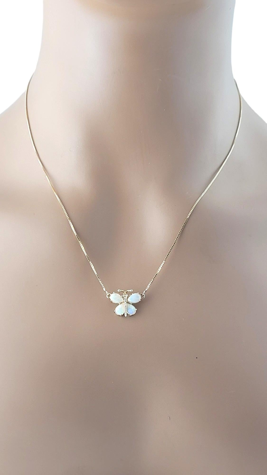 14K Yellow Gold Opal Butterfly Necklace #16411 For Sale 2