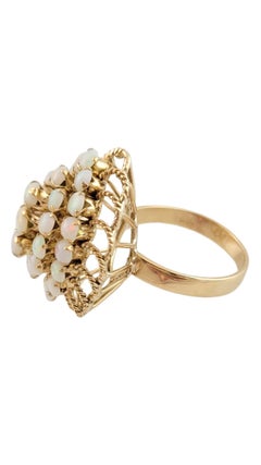 14K Yellow Gold Opal Cluster Ring Size 6.5 #14626