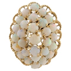 14K Yellow Gold Opal Cluster Ring Size 6.5 #14626