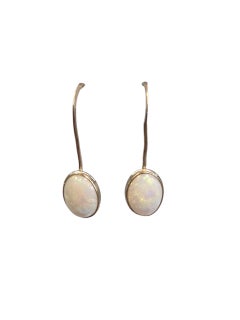14K Yellow Gold Opal Dangle Earrings #23880