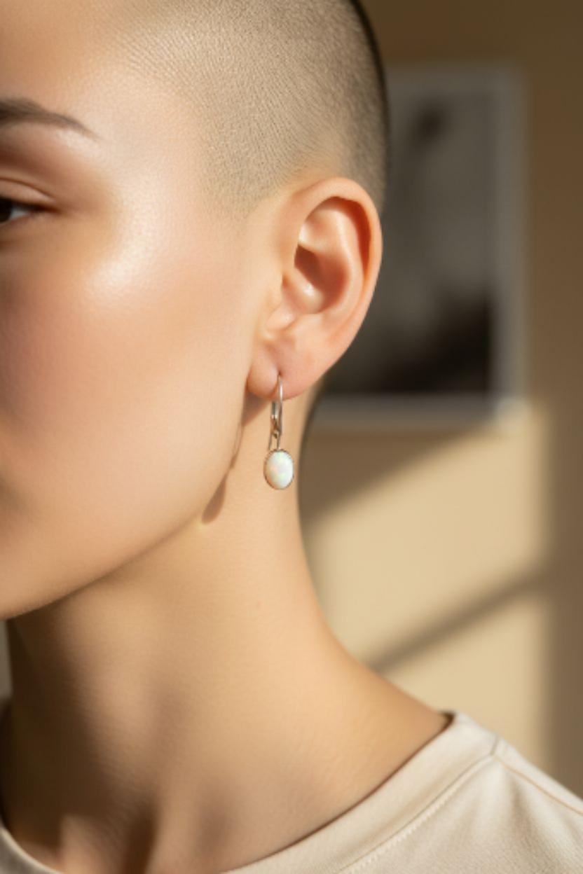 Orecchini pendenti in oro giallo 14K con opale #23880 1