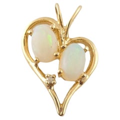 14K Yellow Gold Opal & Diamond Heart Pendant #14981