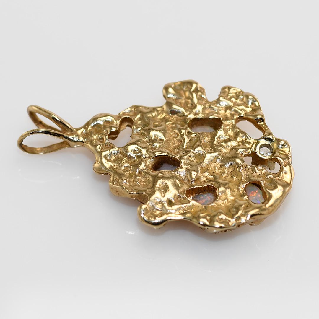 14 Karat Gelbgold Opal- und Diamant-Anhänger, 13,5 g für Damen oder Herren