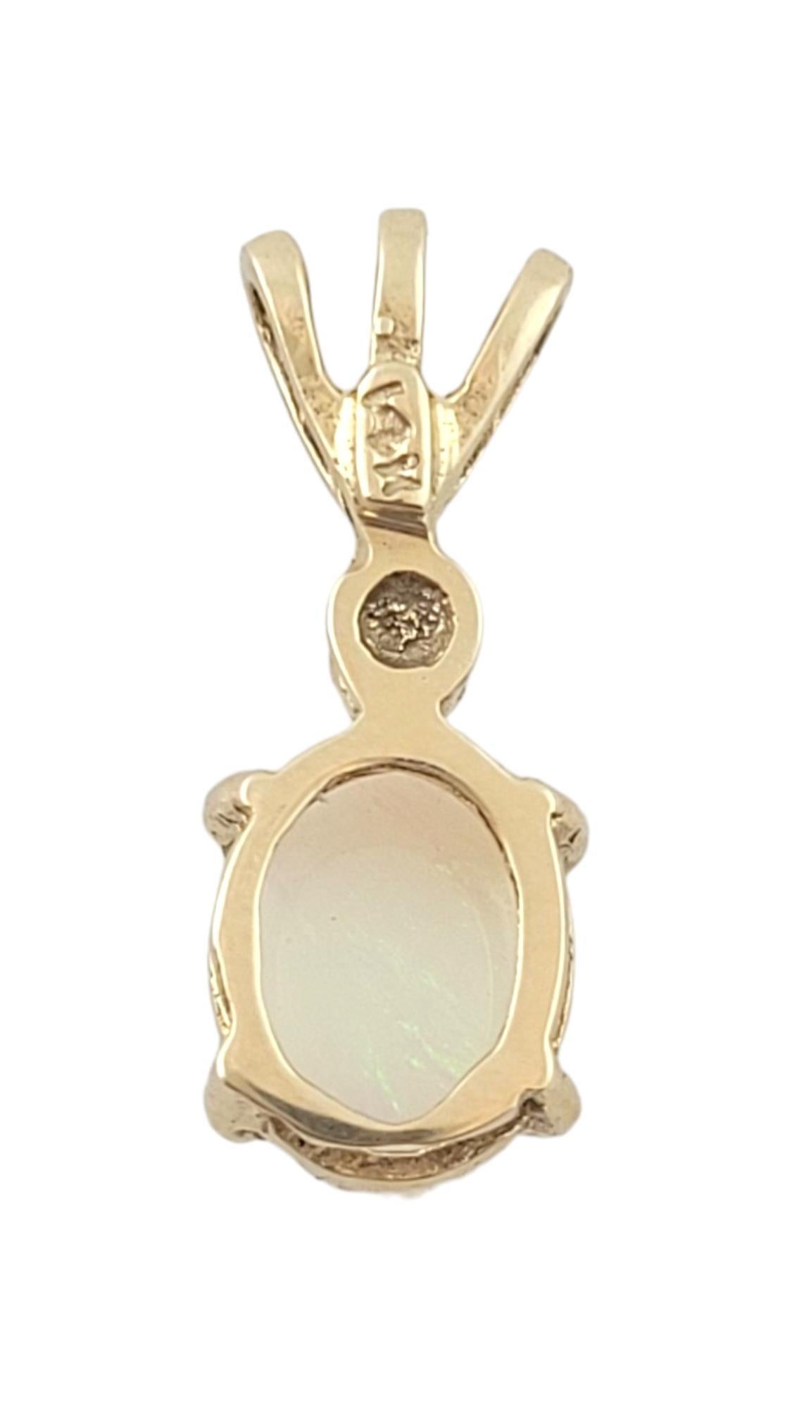 Single Cut 14K Yellow Gold Opal Diamond Pendant #16323 For Sale