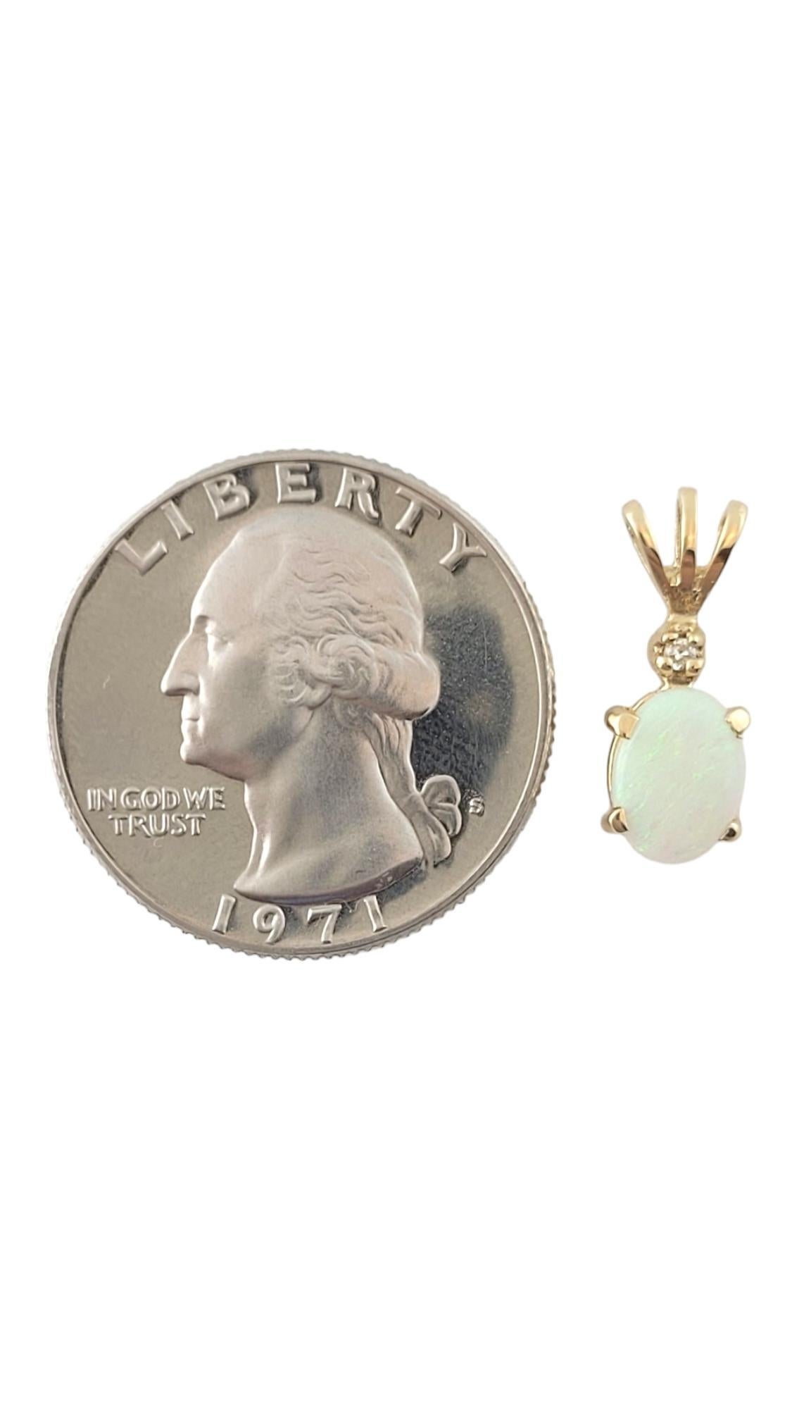 Women's 14K Yellow Gold Opal Diamond Pendant #16323 For Sale