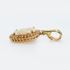 14K Yellow Gold Opal Diamond Pendant, .50tdw, 4.8g