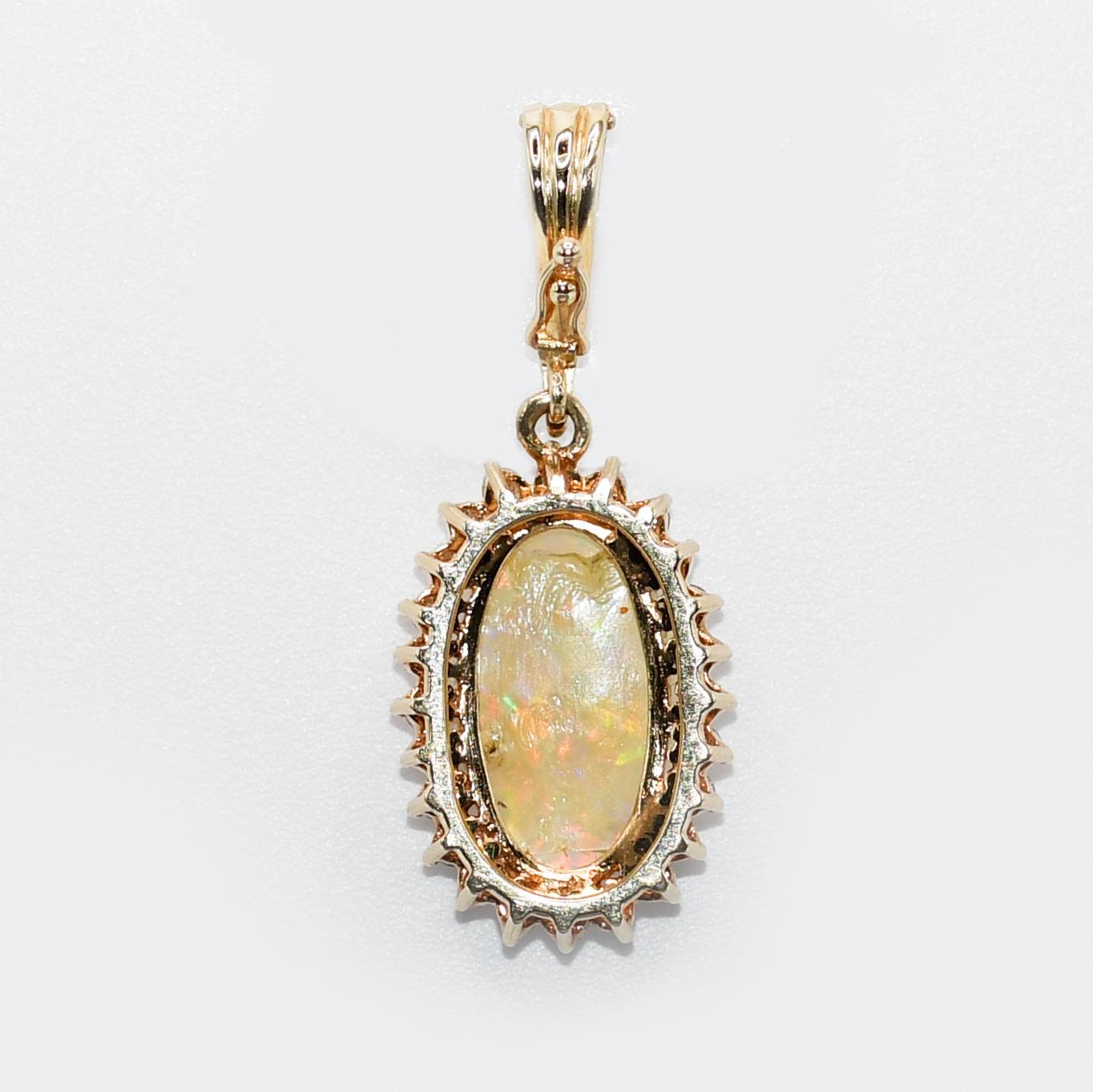 14K Yellow Gold Opal Diamond Pendant, .50tdw, 4.8g For Sale 1