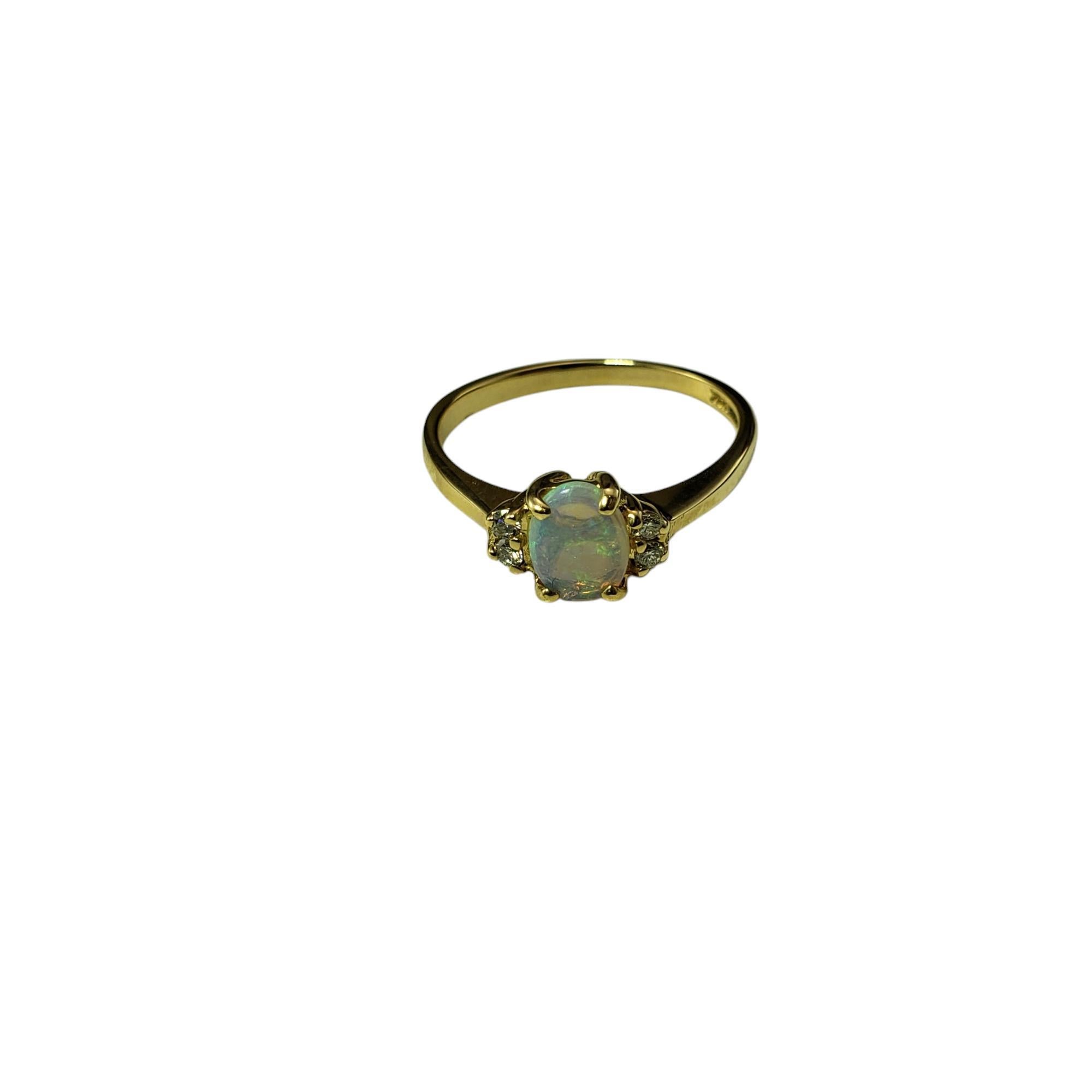 Contemporary 14K Yellow Gold Opal Diamond Ring Size 6.5 #20726