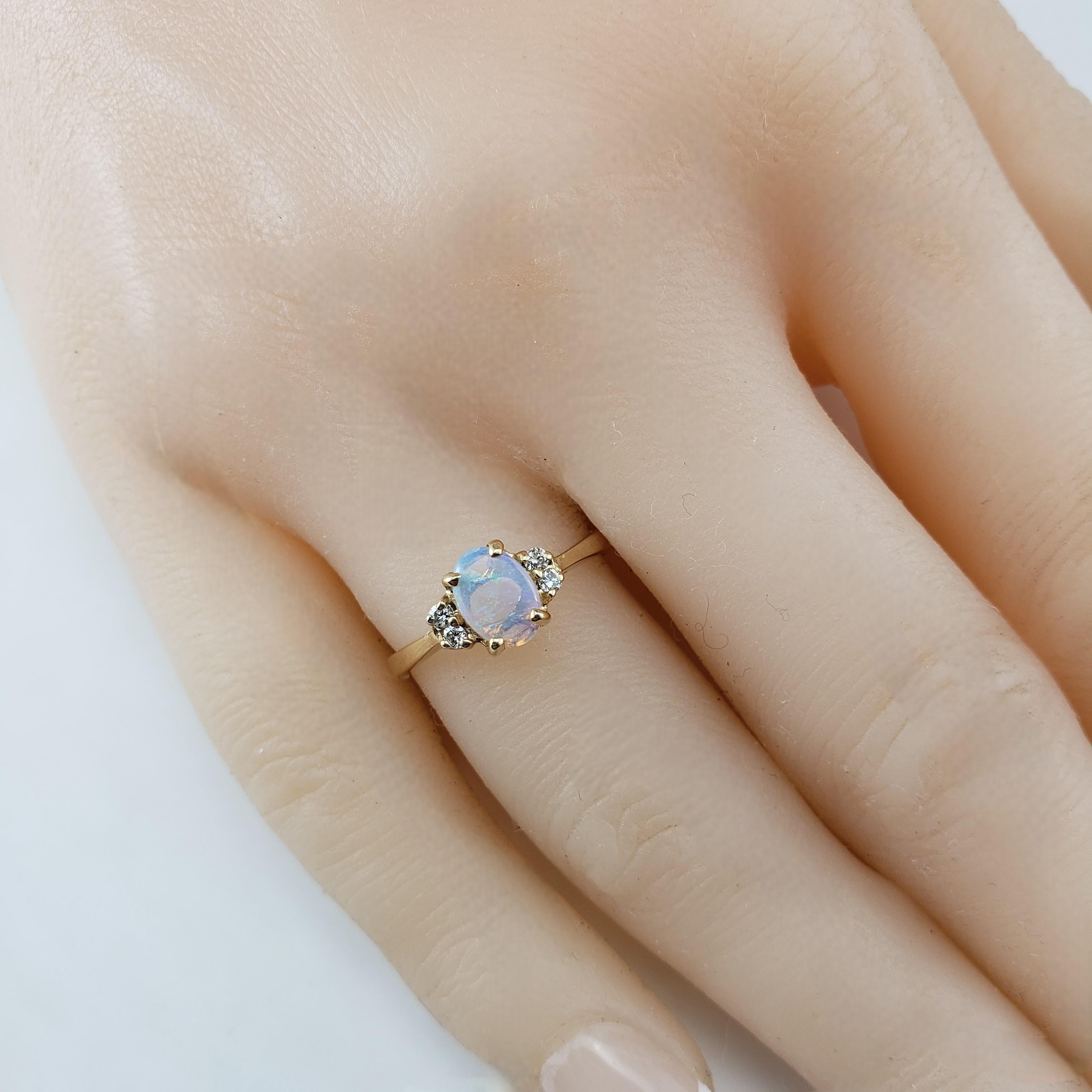 14K Yellow Gold Opal Diamond Ring Size 6.5 #20726 1