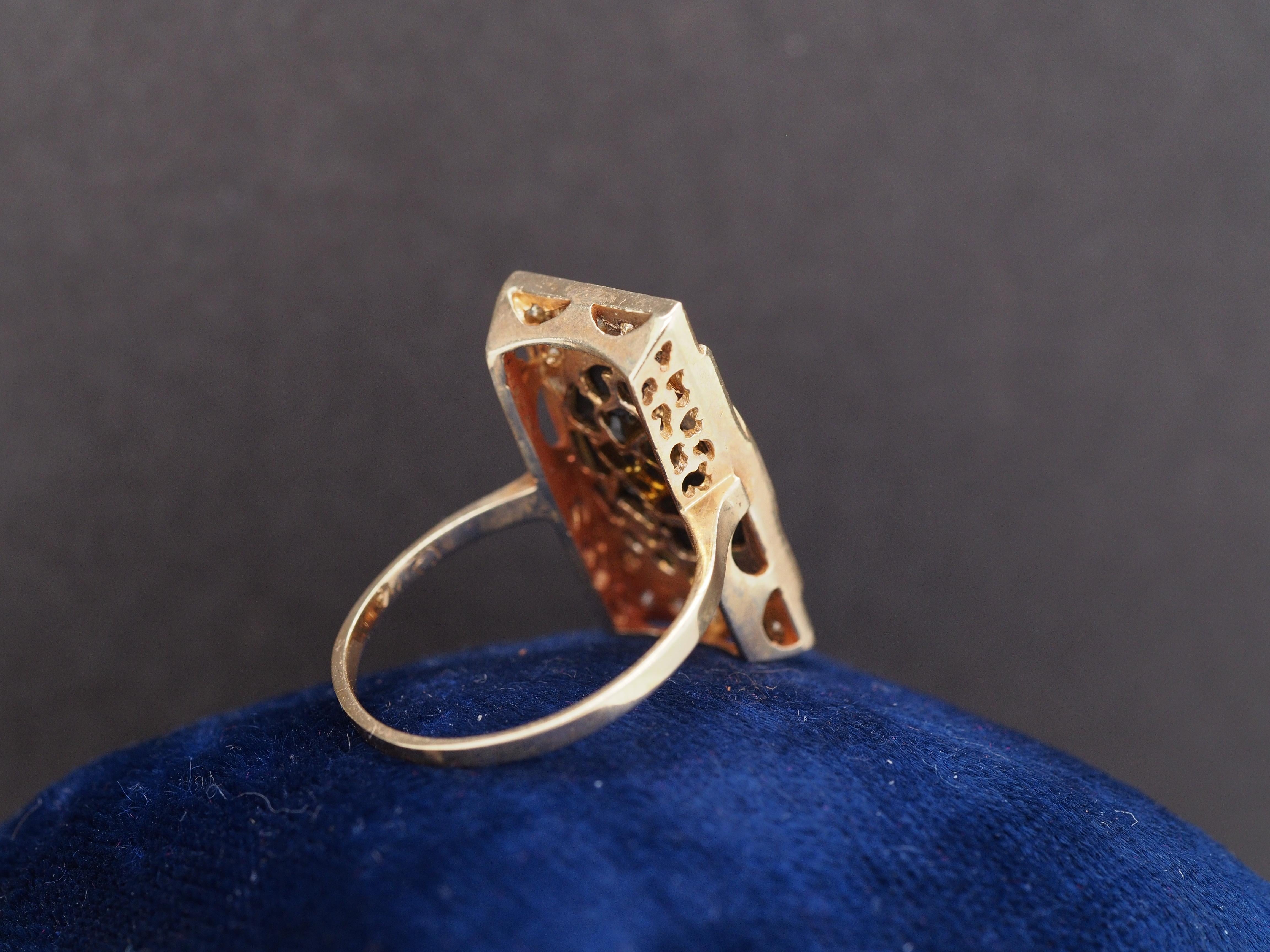 Contemporary 14K Yellow Gold Opal Doublet and Diamond Cocktail Ring For Sale