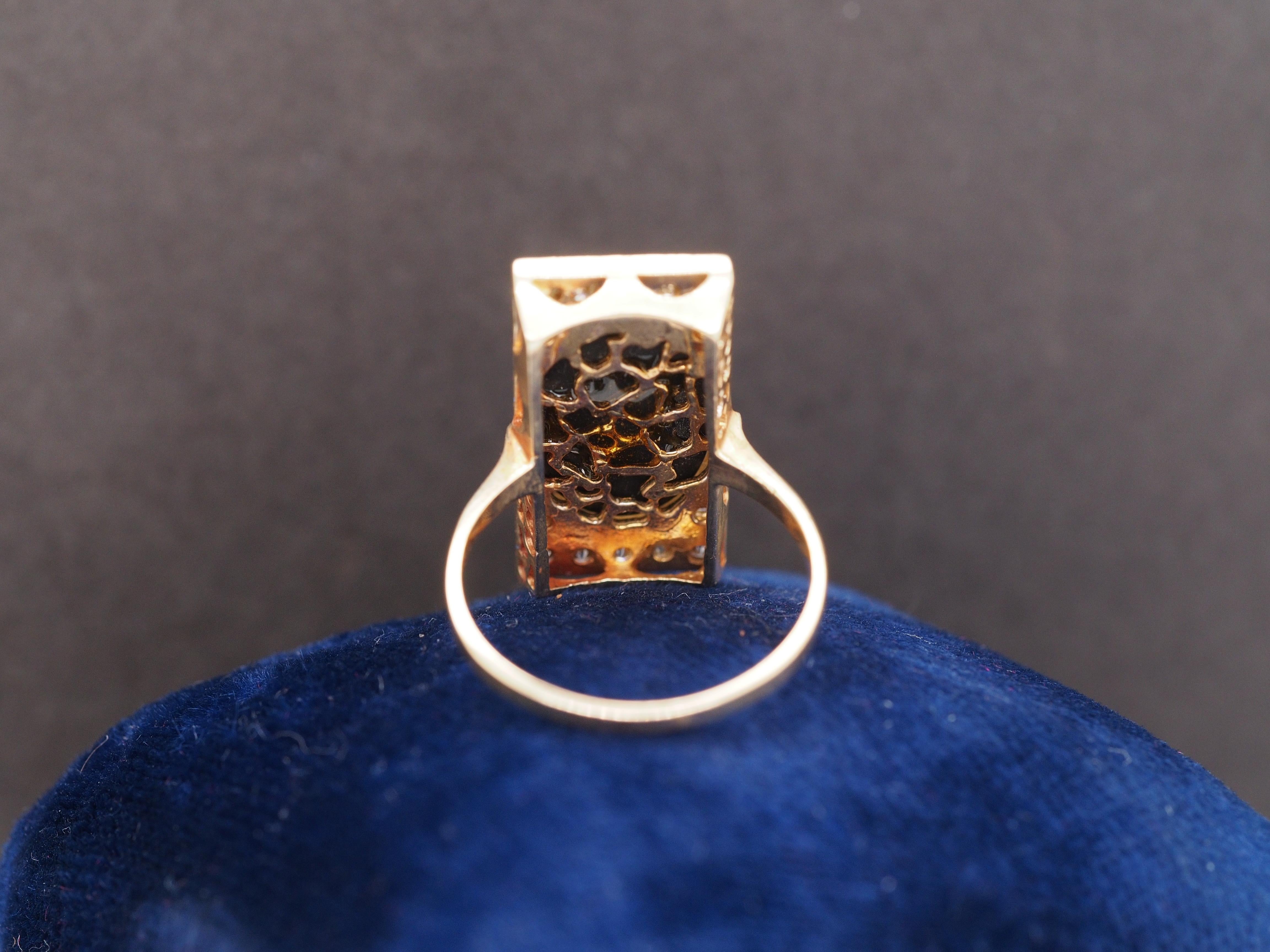 Oval Cut 14K Yellow Gold Opal Doublet and Diamond Cocktail Ring For Sale