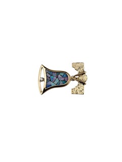 14K Yellow Gold Opal Inlay and Diamond Liberty Bell Pendant #25407