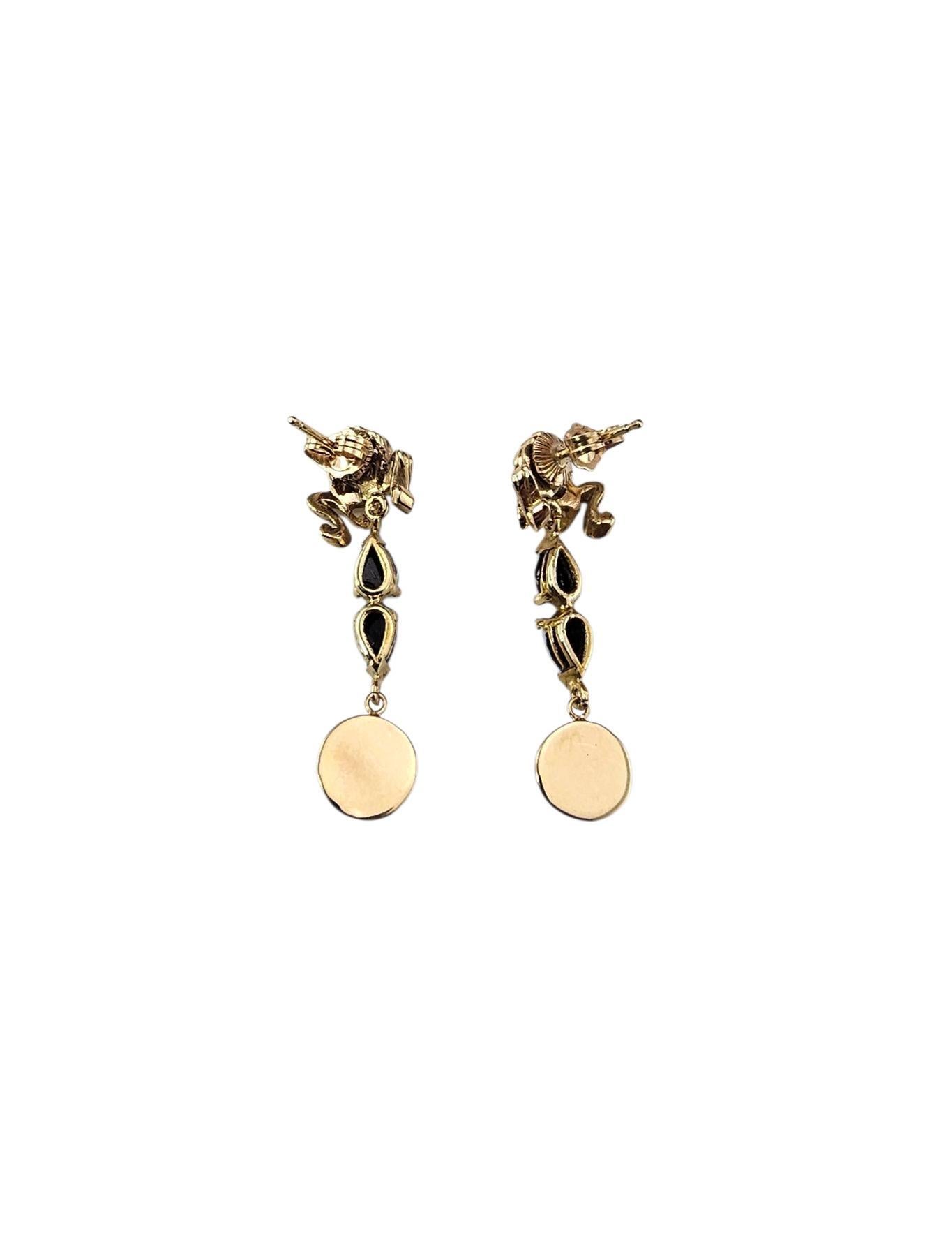 Donna Orecchini in oro giallo 14K con opale, pietra di luna e diamanti #23777 in vendita