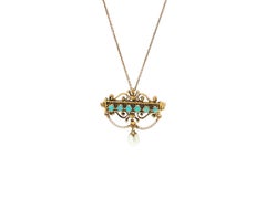 Broche o colgante victoriano de oro amarillo de 14K con ópalo y perla