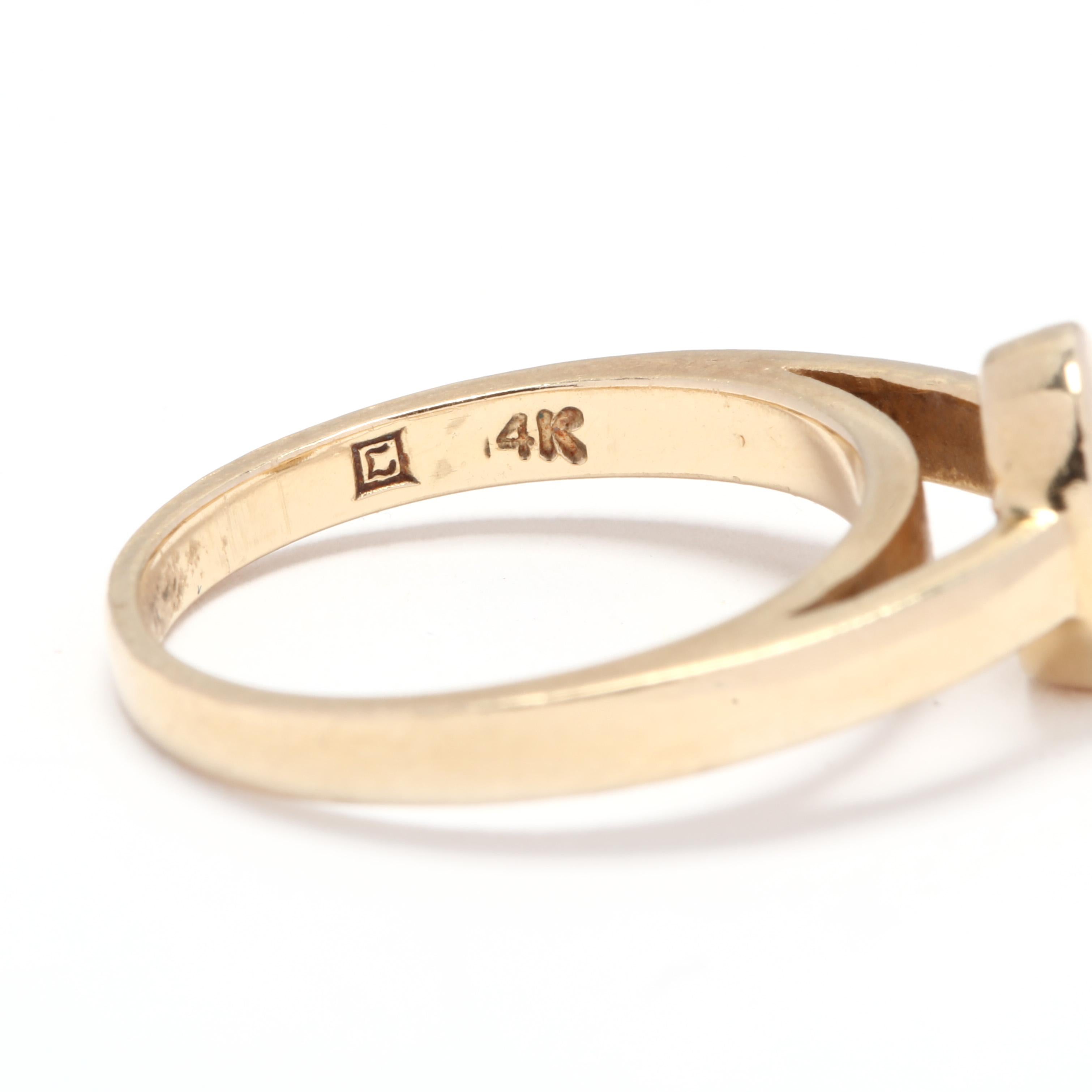 Women's or Men's 14 Karat Yellow Gold and Opal Solitaire Bezel Ring