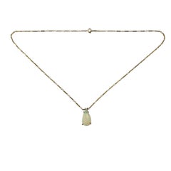 14K Yellow Gold Opal Tear Drop Pendant Necklace #23402