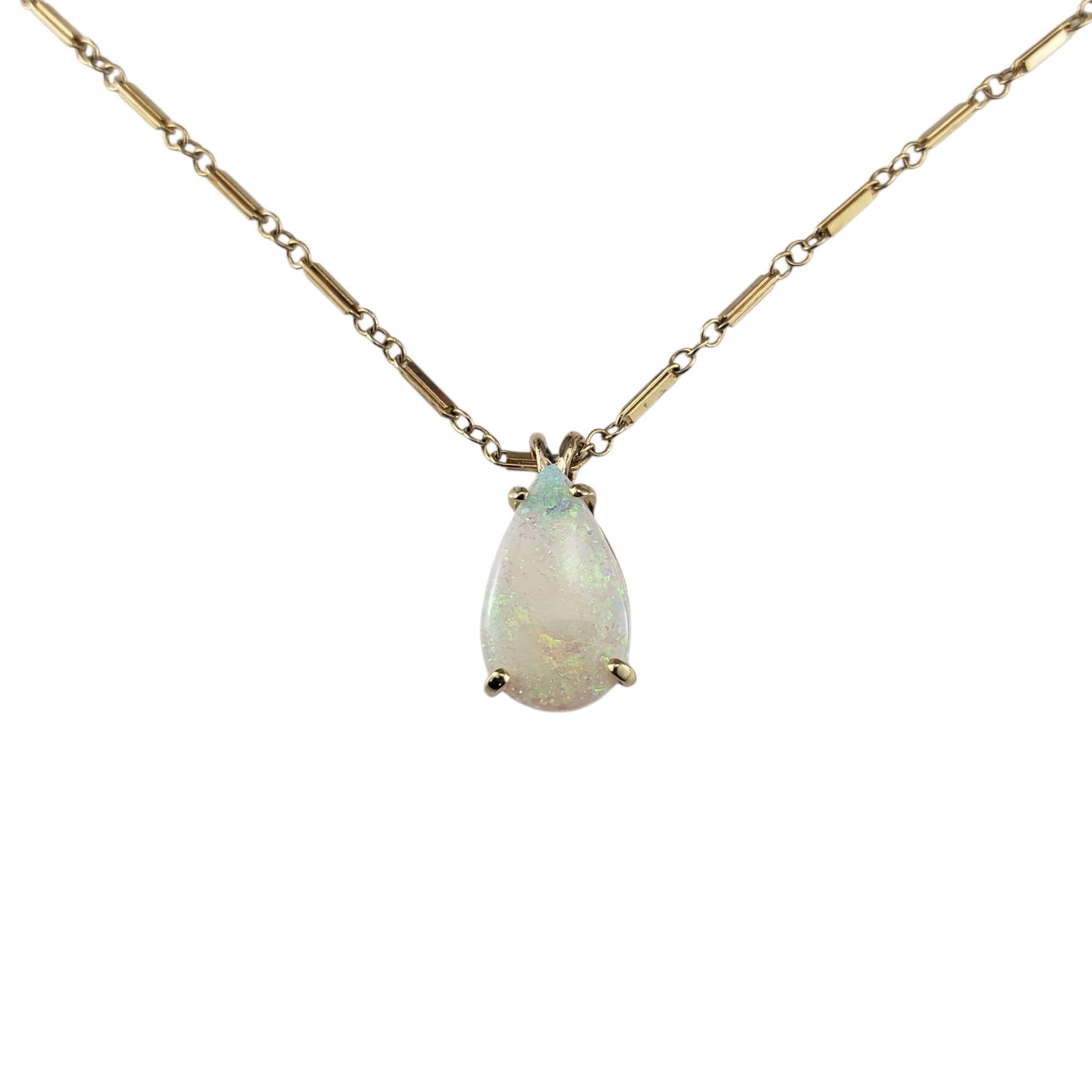 14K Yellow Gold Opal Tear Drop Pendant Necklace #23402