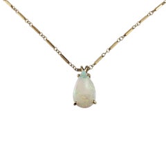 14K Yellow Gold Opal Tear Drop Pendant Necklace #23402