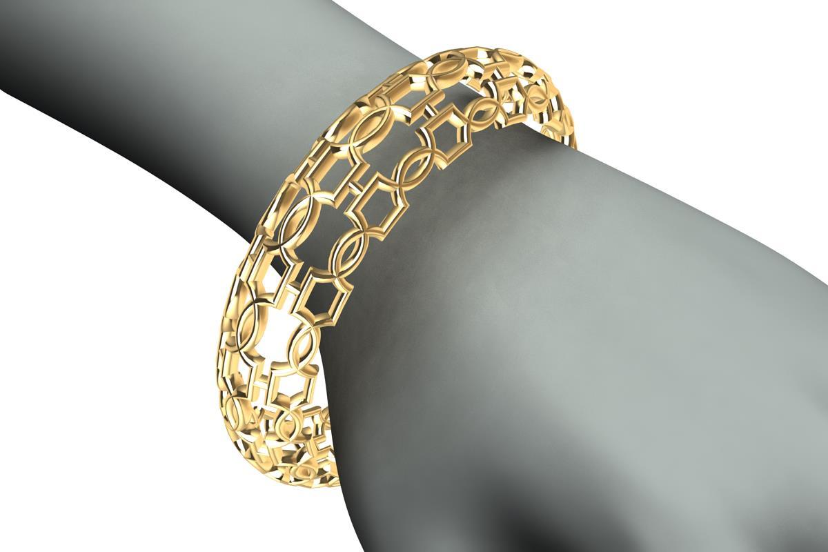 Bracelet jonc à cercles ouverts en or jaune 14 carats Pour femmes en vente