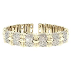 14K Yellow Gold Open Cuff Bracelet with 1.00ct VS H Diamonds, 6"
