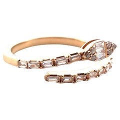 Bague en or jaune 14K à manchette ouverte, serpent et diamant
