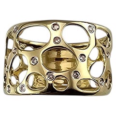 14K Yellow Gold Open Design Diamond Band Ring Size 9 #24395