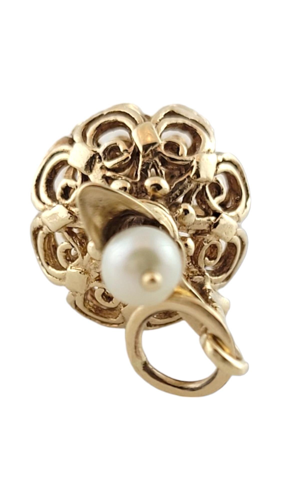 14K Yellow Gold Open Design Pitcher Charm with Pearl #16161 For Sale 1
