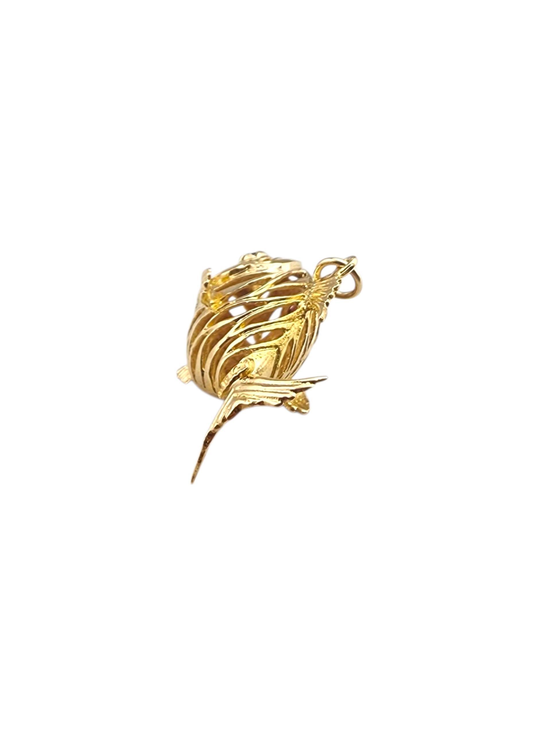 Donna Charm a forma di pesce gonfio in oro giallo 14K #22365 in vendita