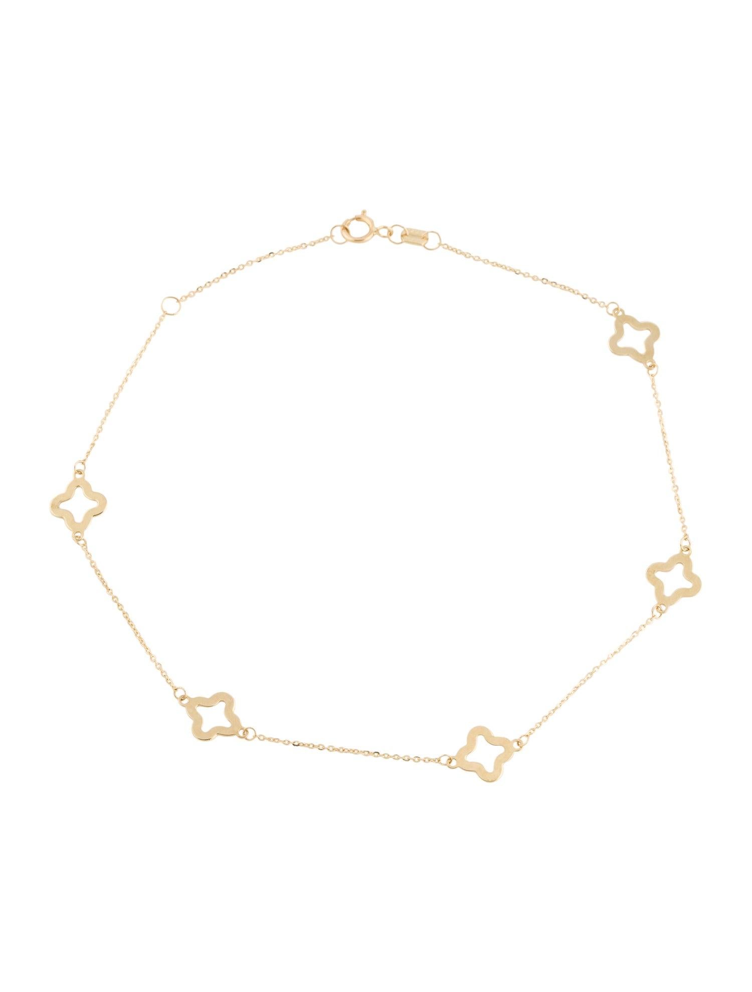 Station Clover Bar Anklet: This Simple & Beautiful station clover Chain anklet is measured 9-10
