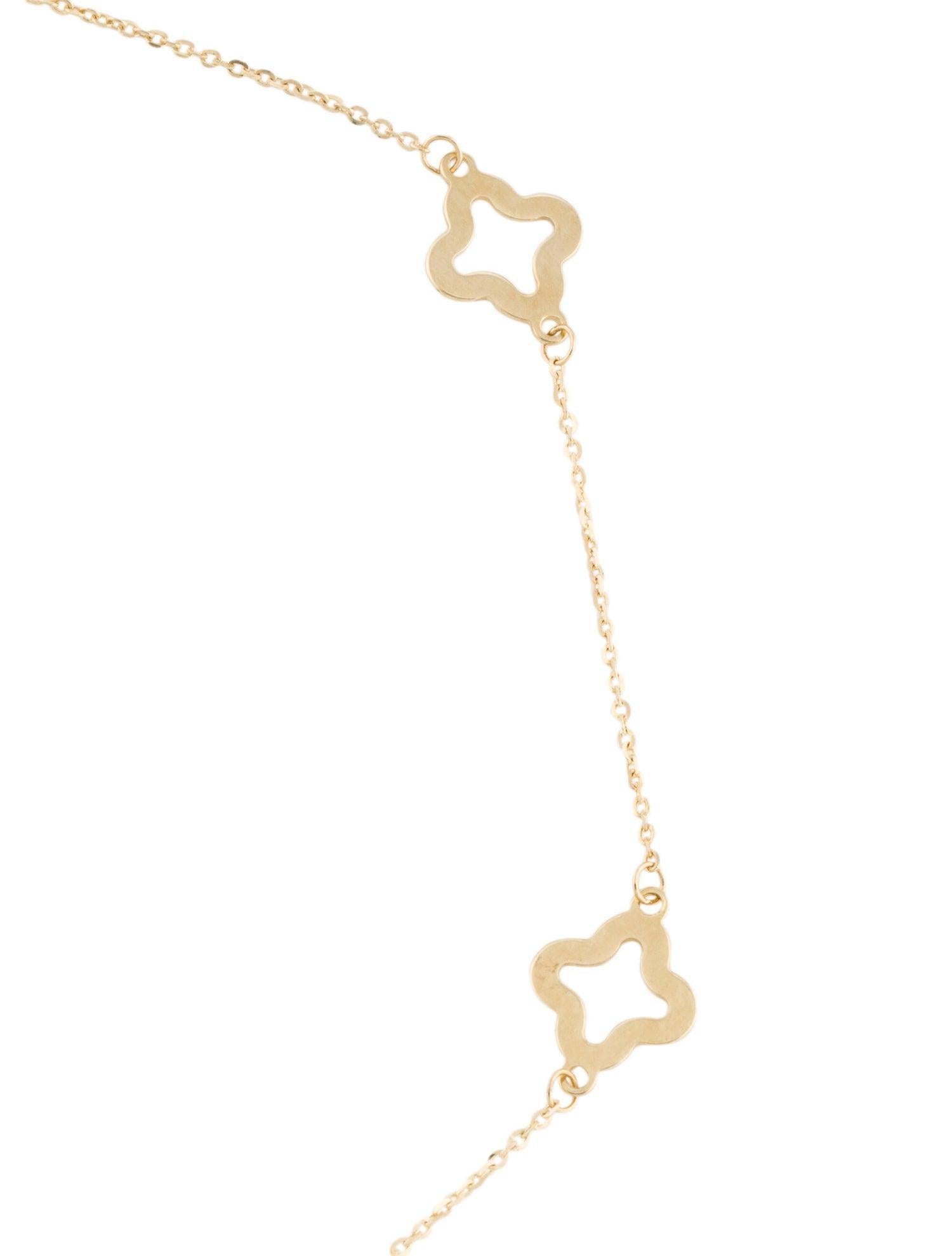 Contemporary 14K Yellow Gold Open Flower Anklet Adjustable for Her For Sale