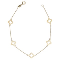 14K Yellow Gold Open Flower Anklet Adjustable for Her