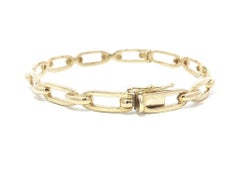 14k Yellow Gold Open Link Paperclip Style Stackable Hinged Bangle Bracelet