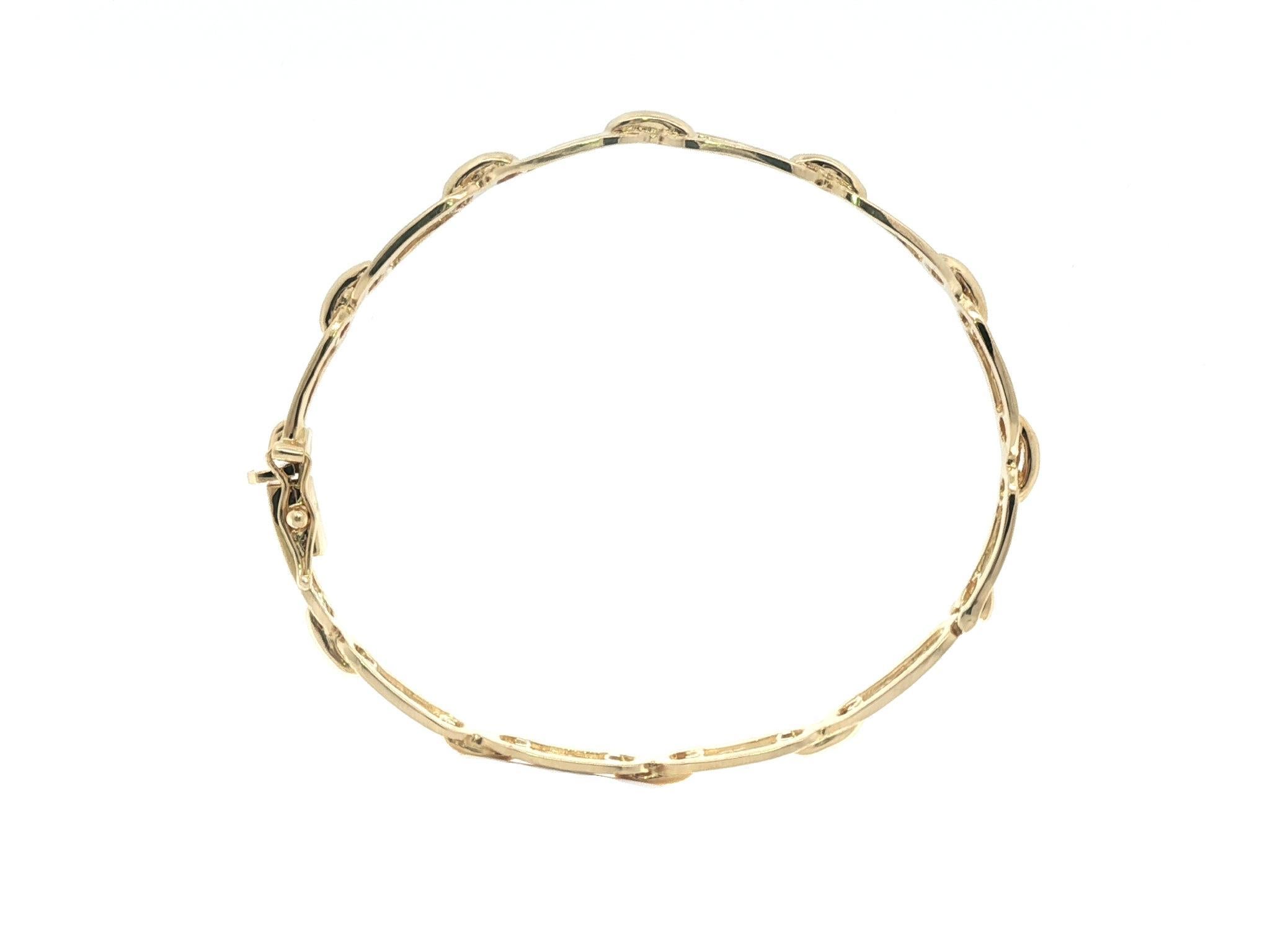 Women's 14k Yellow Gold Open Link Paperclip Style Stackable Hinged Bangle Bracelet For Sale