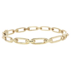Bracelet à charnière empilable en or jaune 14k à maillons ouverts en forme de trombone