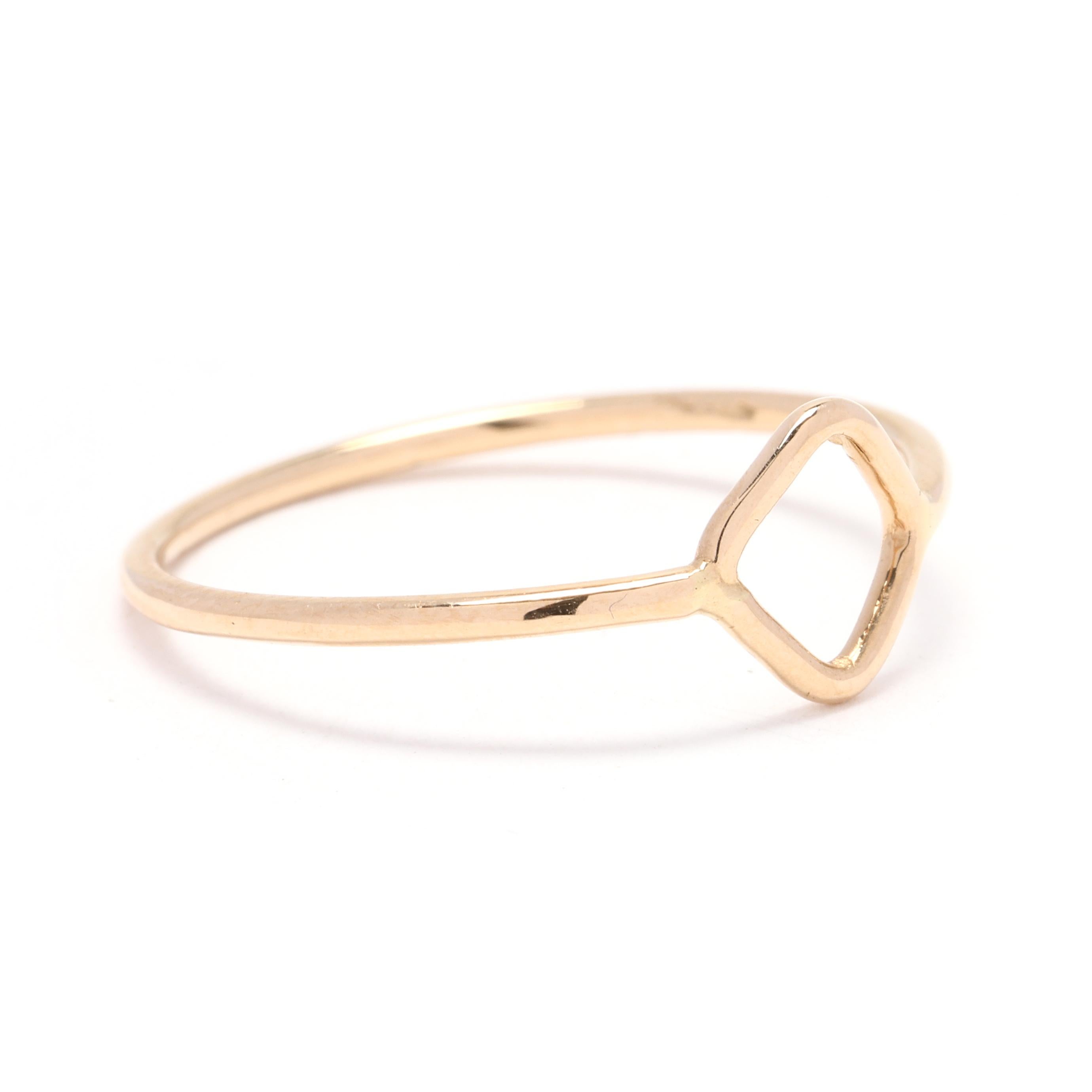 This dainty 14k yellow gold open square ring is the perfect everyday accessory. Made with solid 14k yellow gold, this ring is both durable and high-quality. The open square design adds a modern and minimalist touch, making it versatile and easy to