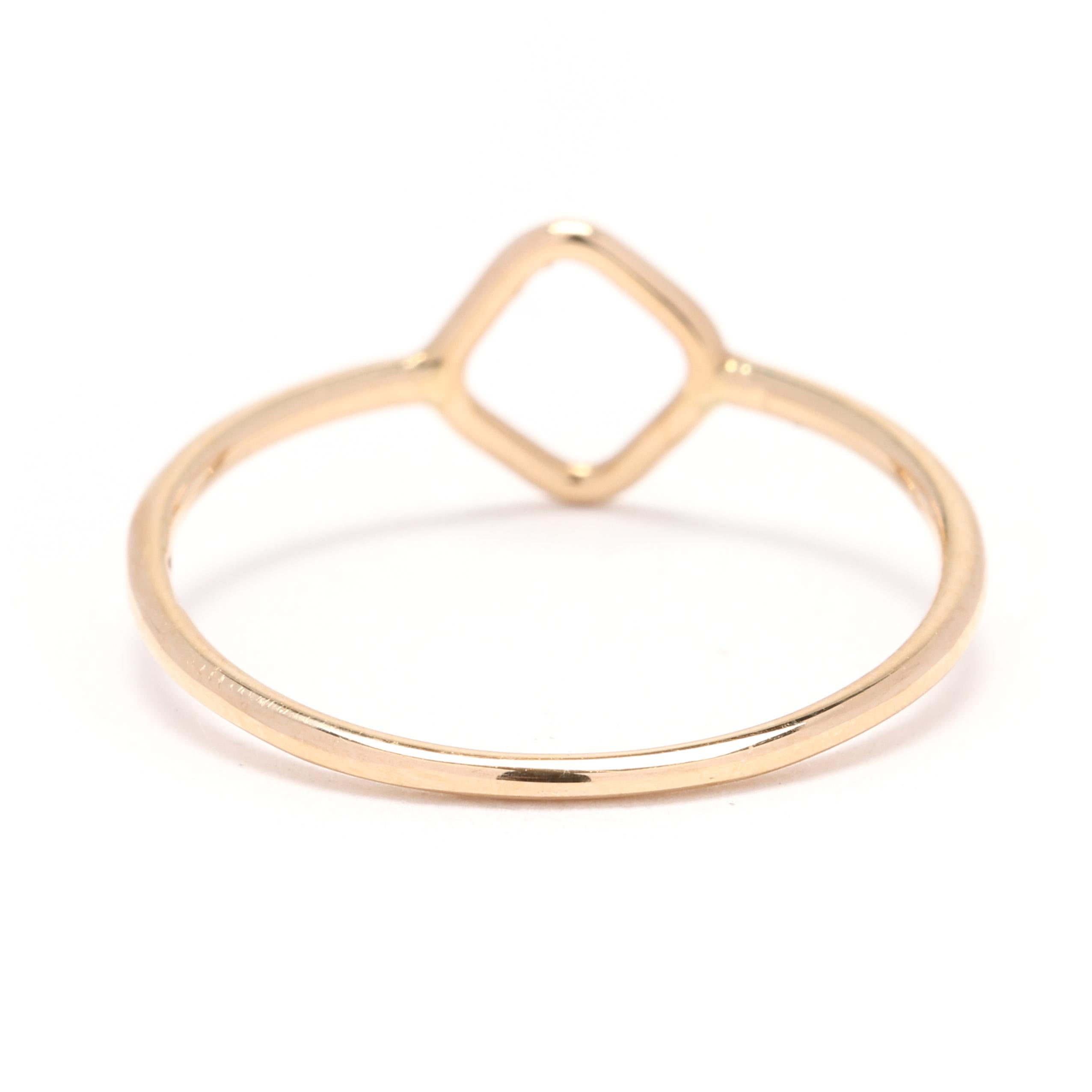 14K Yellow Gold Open Square Ring, Ring Size 6, Dainty Ring, Everyday Wear In Good Condition In McLeansville, NC