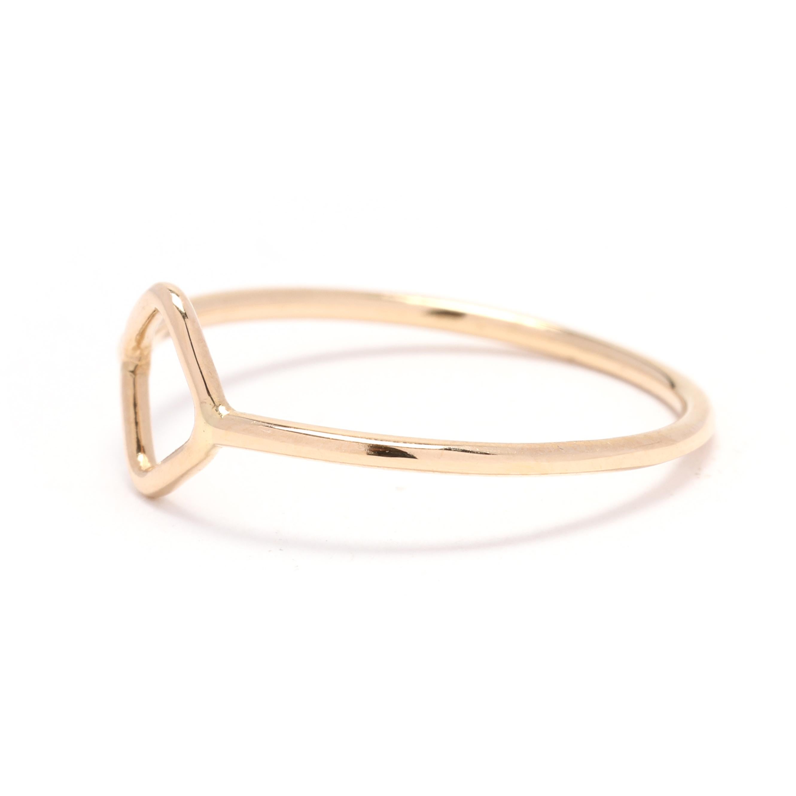 Women's or Men's 14K Yellow Gold Open Square Ring, Ring Size 6, Dainty Ring, Everyday Wear