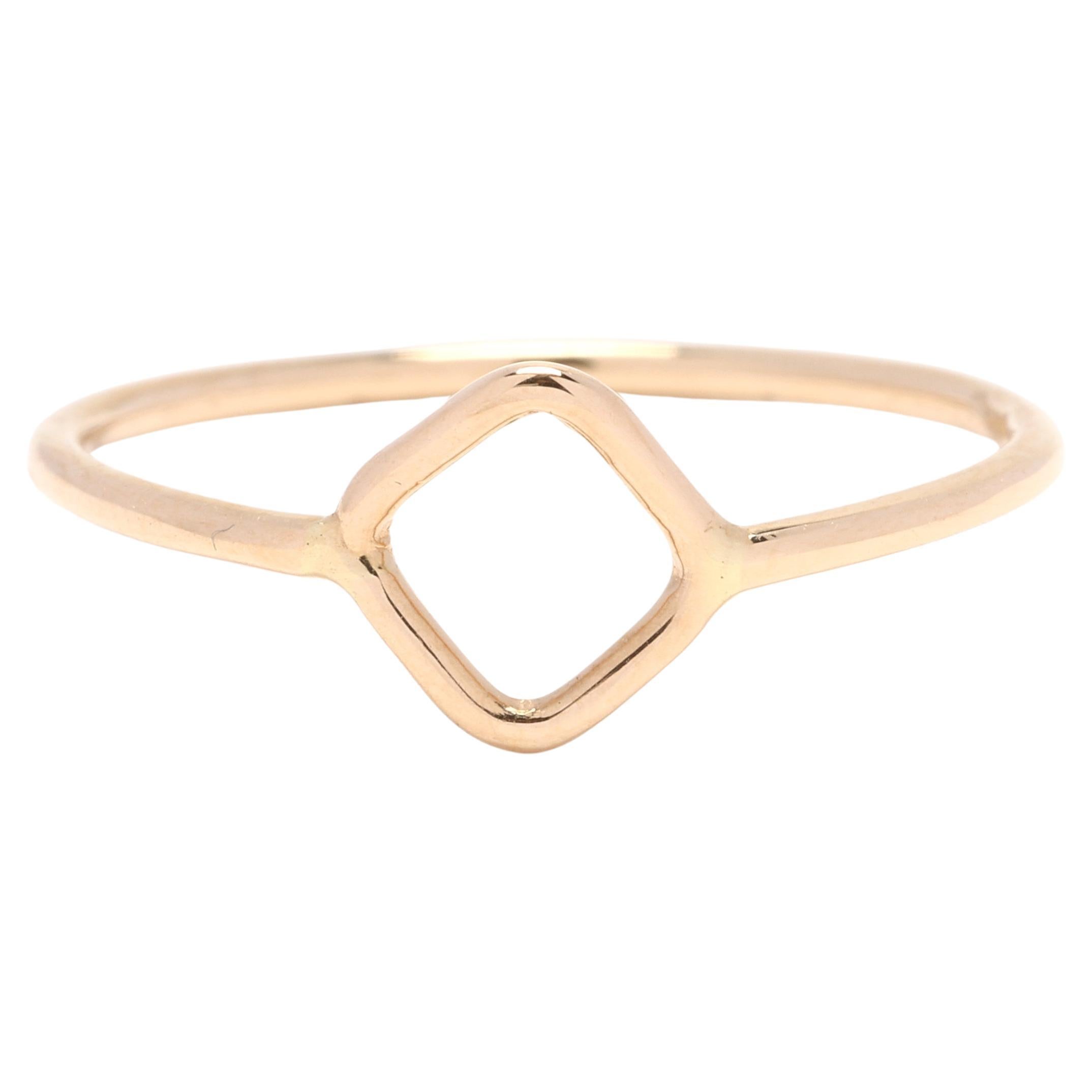 14K Yellow Gold Open Square Ring, Ring Size 6, Dainty Ring, Everyday Wear