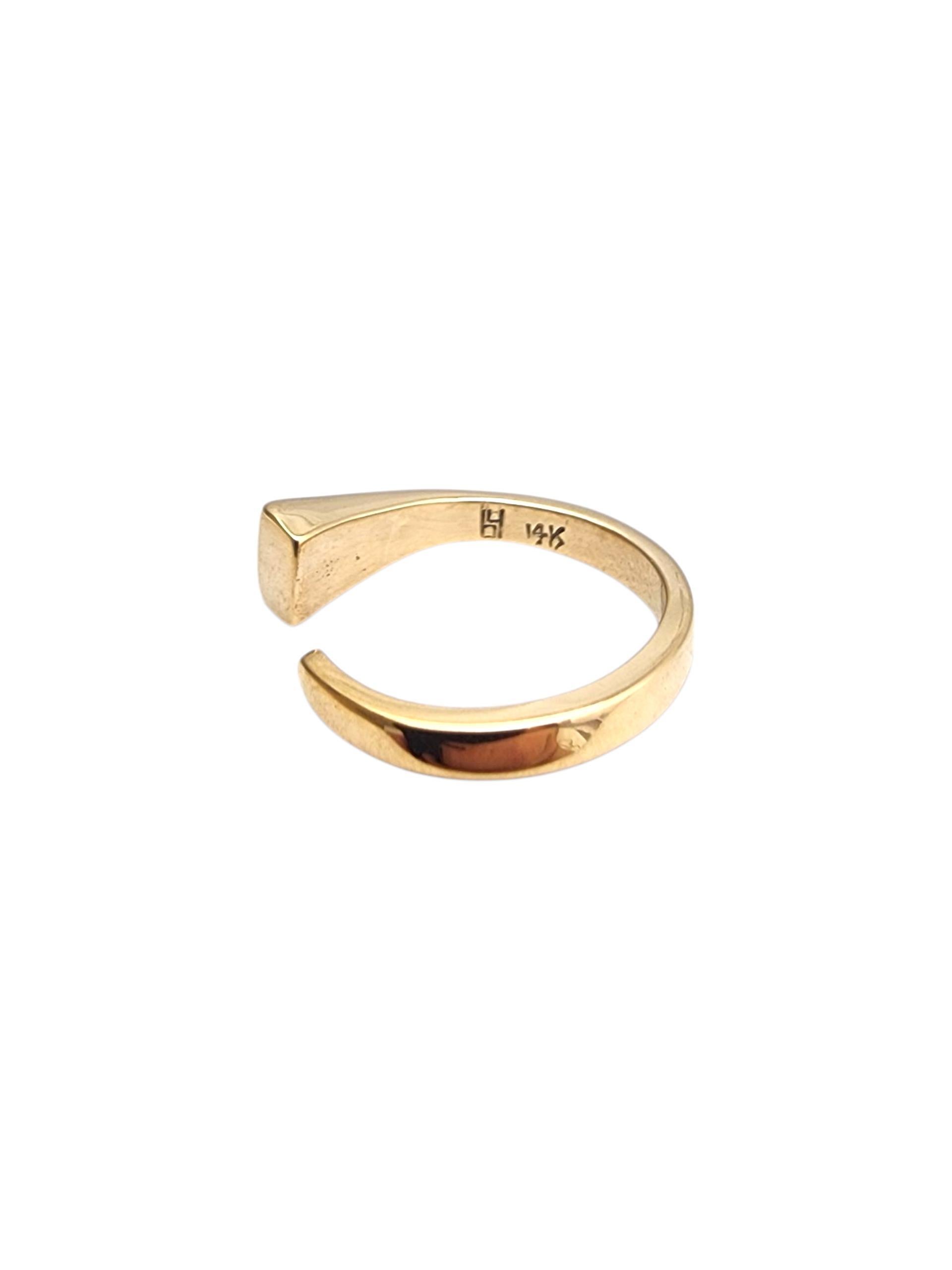 Anello quadrato aperto in oro giallo 14K #22852 In condizioni buone in vendita a Washington Depot, CT