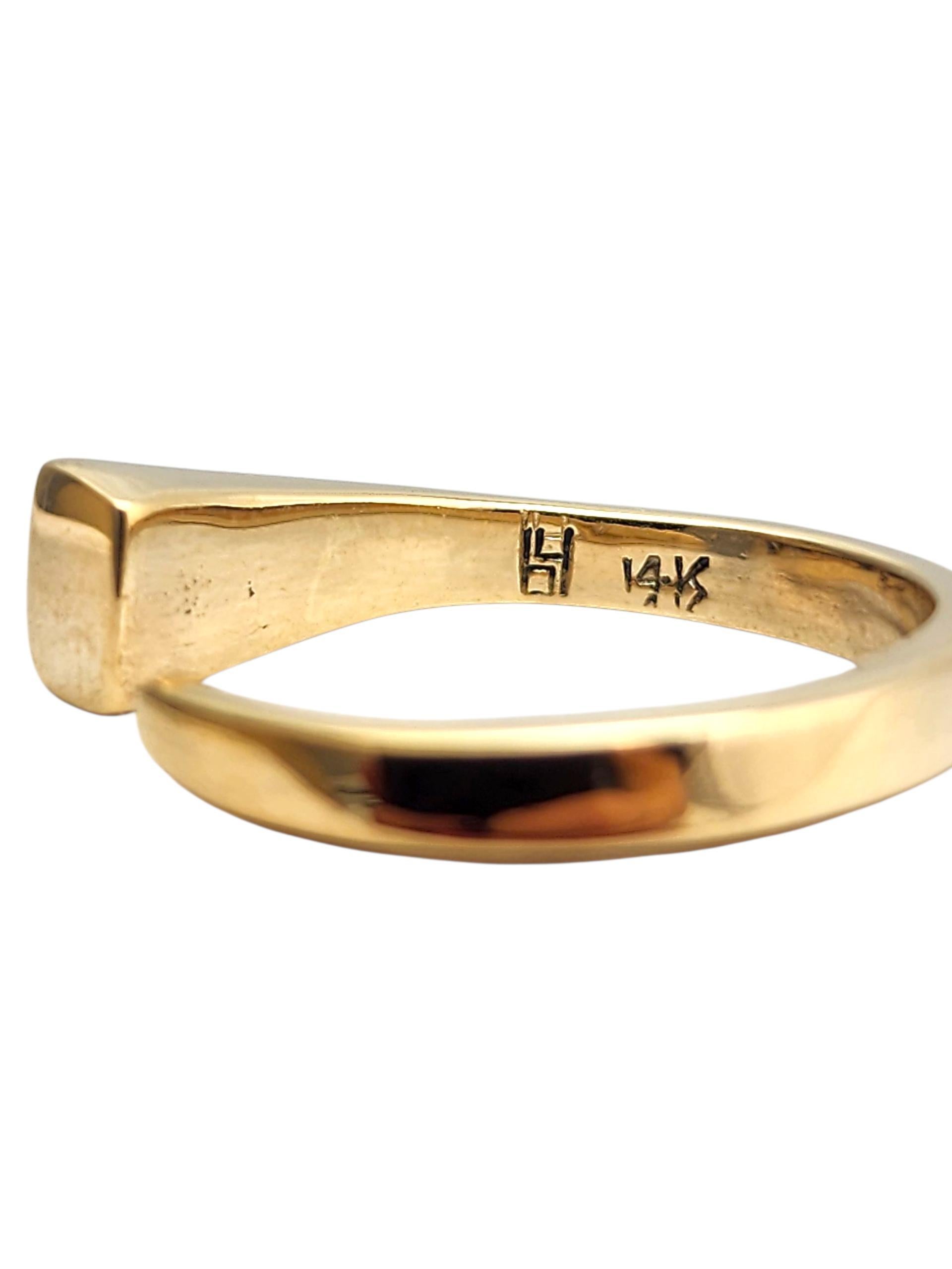 Anello quadrato aperto in oro giallo 14K #22852 in vendita 1