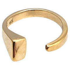 14K Gelbgold Offener Quadratischer Ring #22852