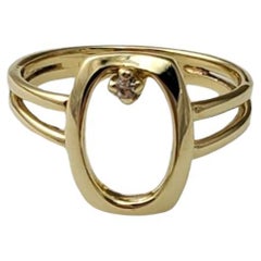 14K Yellow Gold Open Style Diamond Oval Ring #16558