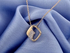 14K Yellow Gold Open-Work Abstract Geometric Diamond Pendant Necklace
