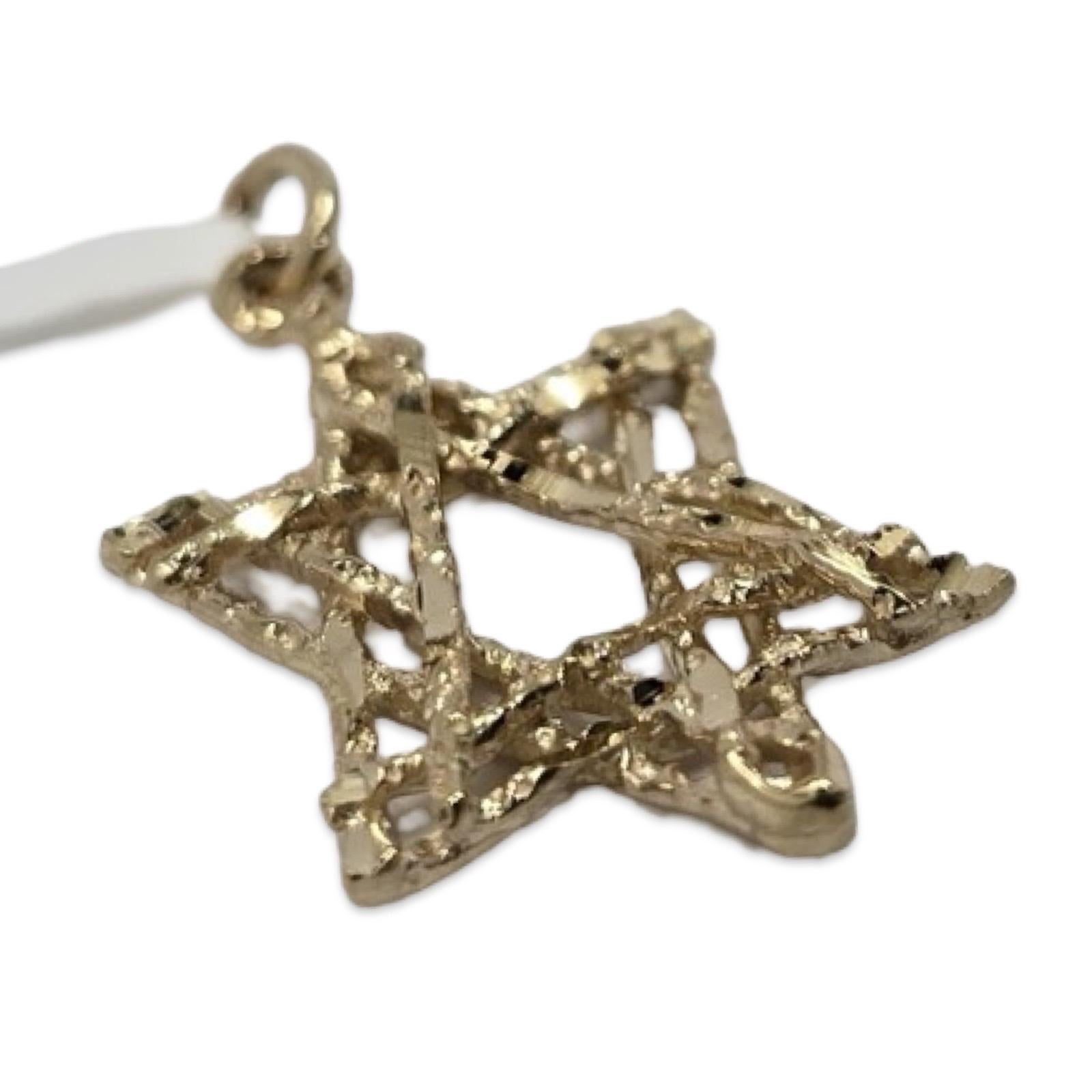 Men's 14K Yellow Gold Openwork Star of David Pendant – 1 Inch For Sale