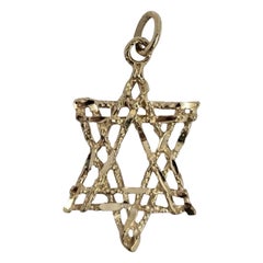 14K Gelbgold durchbrochener Stern von David Anhänger - 1 Zoll