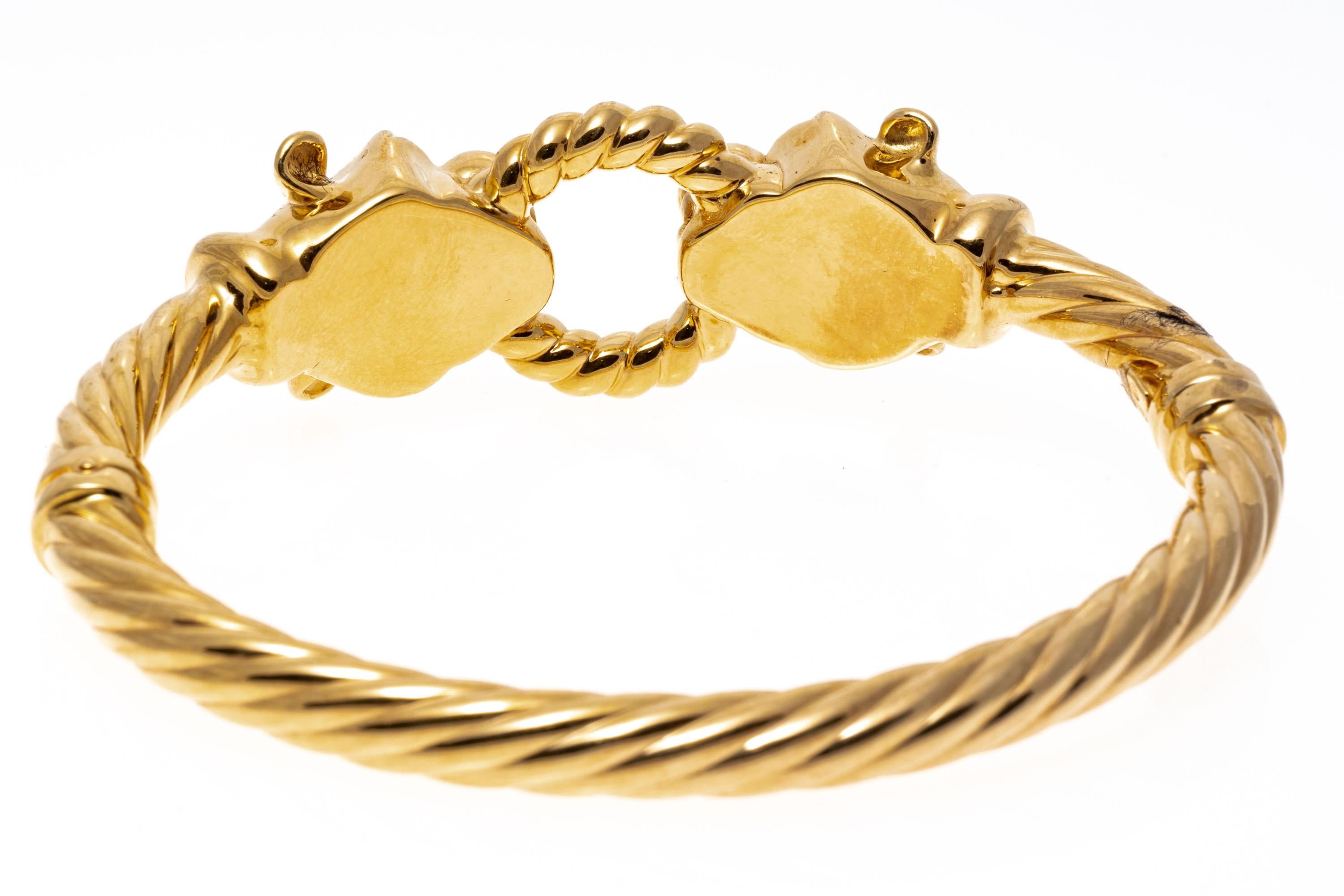 Bracelet jonc à charnières en or jaune 14 carats représentant une panthère opposée et une bague torsadée Bon état - En vente à Southport, CT